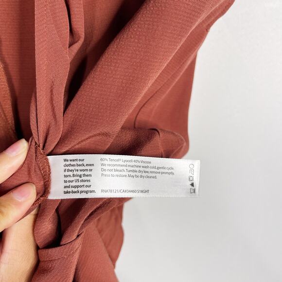 Eileen Fisher PS Petite Small Russet Orange Wide Leg Jumpsuit Surplice Neck - Picture 9 of 11